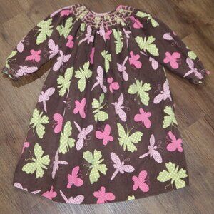Toddler Girls Little Threads Boutique Fall Butterfly Corduroy Smocked Dress sz 4